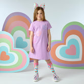 ADEE Evangeline Heart T-Shirt Dress Violet